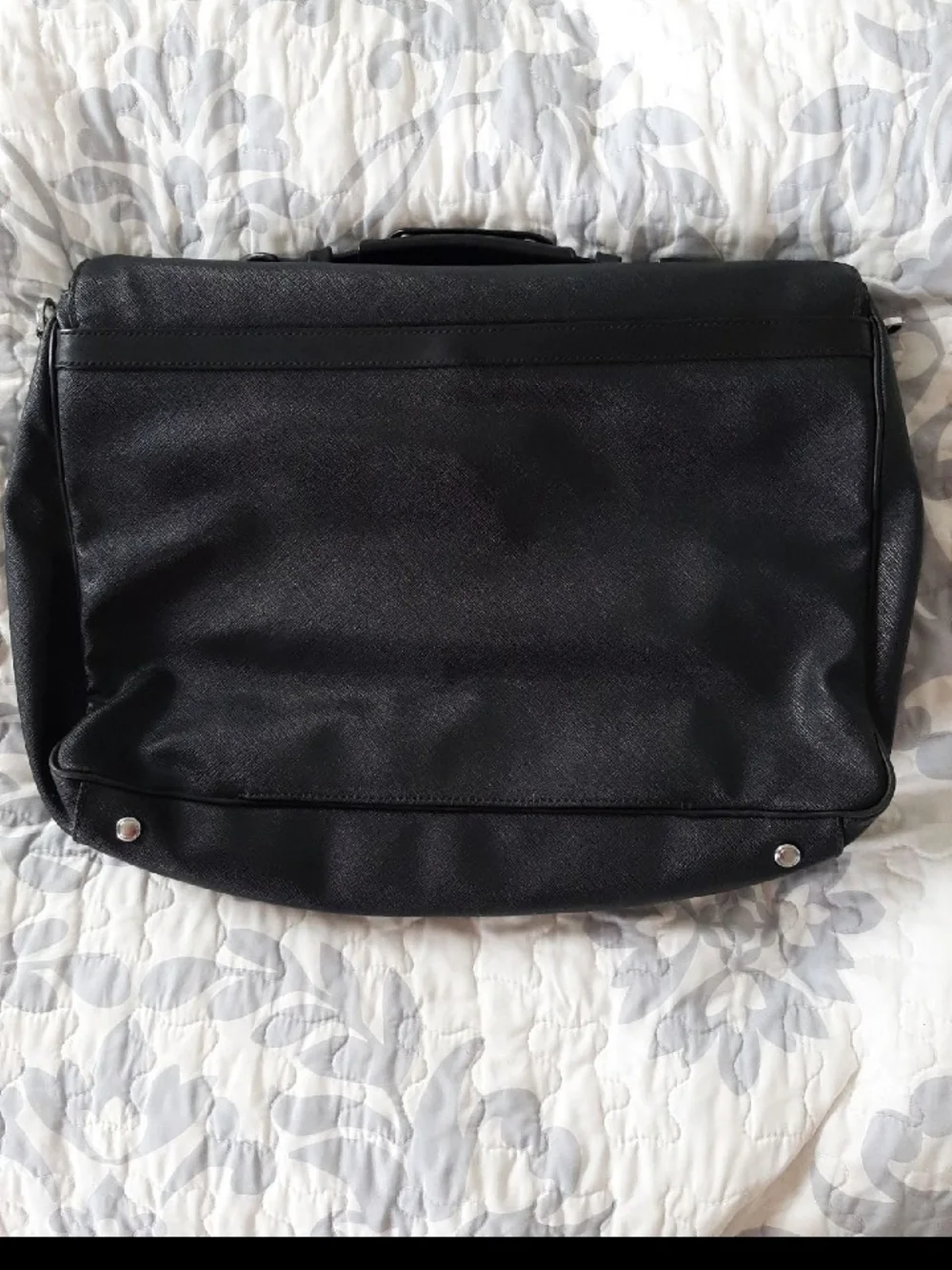 Black Men's Leather Briefcase Bag - Picture 2 of 8